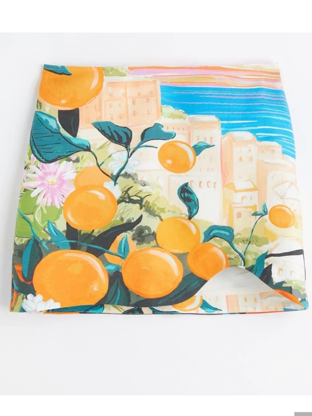H&M Women's Citrus Print Mini Skirt - Yellow. Size 6
